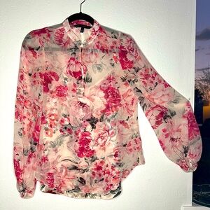 Pink Floral Blouse & Cami Set